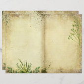 ガーデンジャーナルワイルドハーブグリーナリースクラップブック紙 (正面/裏面)