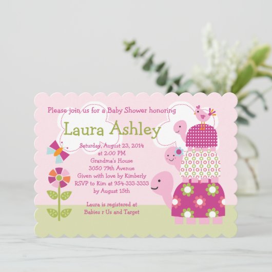 ガーデンスタックタートルズベビーシャワー招待状 招待状 (スタンド正面)