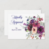 ガーデンスプラッシュモダンフローラウェディングRSVP 出欠カード (正面/裏面)