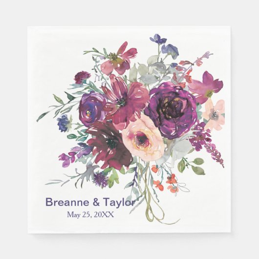 ガーデンスプラッシュモダンフローラ結婚ズ スタンダードランチョンナプキン (正面)