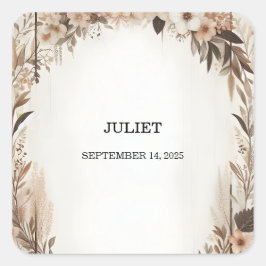 ガーデンスプリングウッドボホラスティック ブライダルシャワー スクエアシール