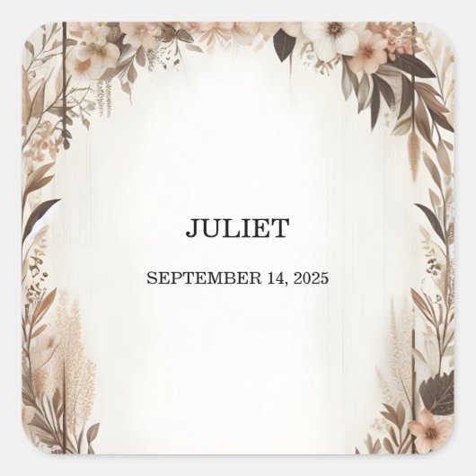 ガーデンスプリングウッドボホラスティック ブライダルシャワー スクエアシール (正面)