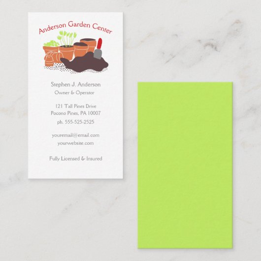 ガーデンセンターガーデニングフラワーポット 名刺 (正面/裏面)