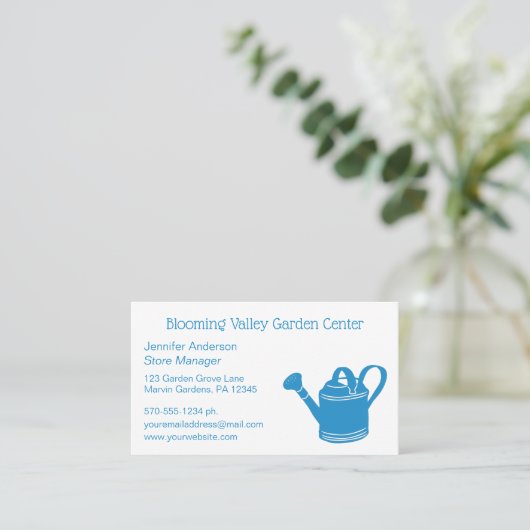 ガーデンセンターガーデニング水飲み缶 名刺 (スタンド正面)