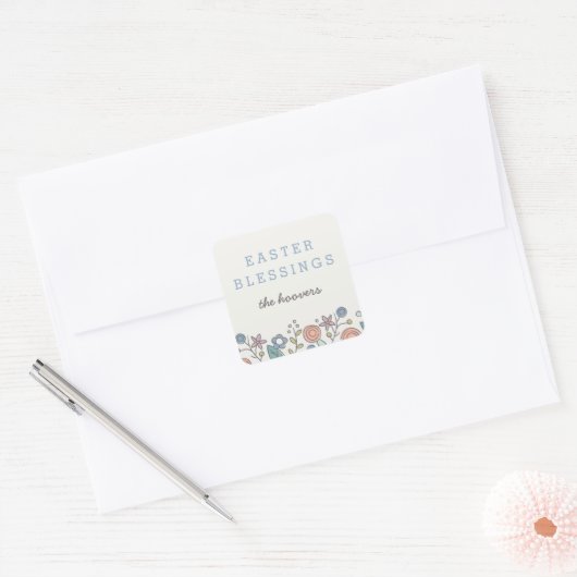 ガーデンソーリーイースターステッカー – コーンフラワー スクエアシール (封筒)