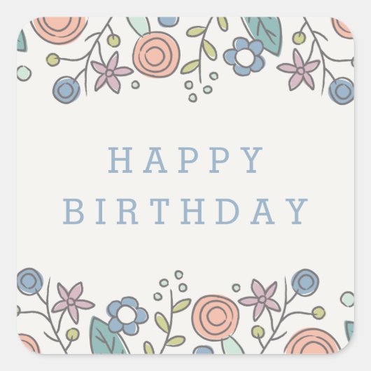 ガーデンソーリーステッカー – コーンフラワー スクエアシール (正面)