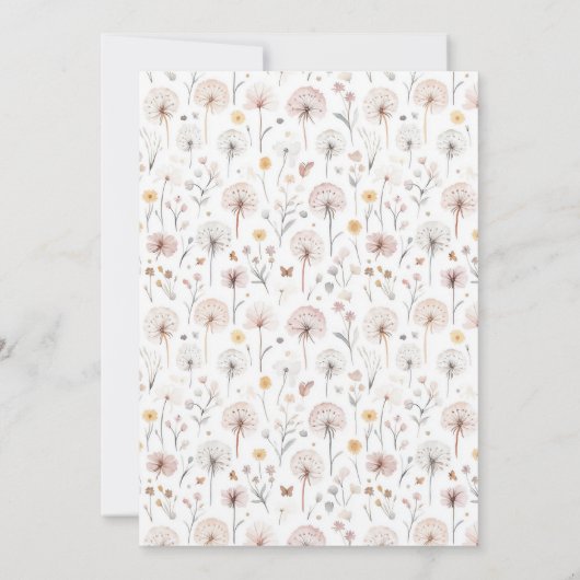 ガーデンタンデリオン水の色フェアリー最初の誕生日 招待状 (裏面)