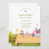 ガーデンダイニングテーブル自然ブライダルシャワー 招待状 (正面/裏面)