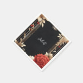 ガーデンダイヤモンドレッドブラックアンド金ゴールドブライダルシャワー スタンダードカクテルナプキン (角)