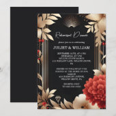 ガーデンダイヤモンド レッド ブラック ゴールド リハーサルディナー 招待状 (正面/裏面)
