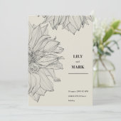 ガーデンダリアの花。彫刻された背景。 招待状 (スタンド正面)