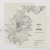 ガーデンダリアの花。彫刻された背景。 招待状 (正面/裏面)