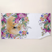 ガーデンダンスチョウビーチタオル白い背景 ビーチタオル (正面)