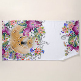 ガーデンダンスチョウビーチタオル白い背景 ビーチタオル