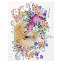 ガーデンダンスチョウ白 – フリースブランケット3サイズ