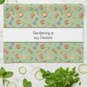 ガーデンツールパターンカスタム文字 キッチンタオル (折り畳み)