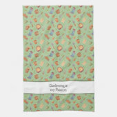 ガーデンツールパターンカスタム文字 キッチンタオル (縦)