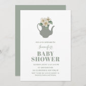 ガーデンティーパーティーのベイビーシャワーの招待状 セーブザデート (正面/裏面)