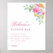ガーデンティーパーティーフローラブライダルシャワーバー標識 ポスター (正面)