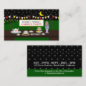 ガーデンティーパーティー子供の誕生日パーティーチケット エンクロージャーカード (正面/裏面)