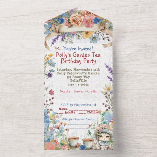 ガーデンティーパーティー招待状 オールインワン招待状 (内側)