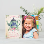 ガーデンティーパーティー誕生日写真 招待状 (スタンド正面)
