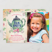 ガーデンティーパーティー誕生日写真 招待状 (正面/裏面)