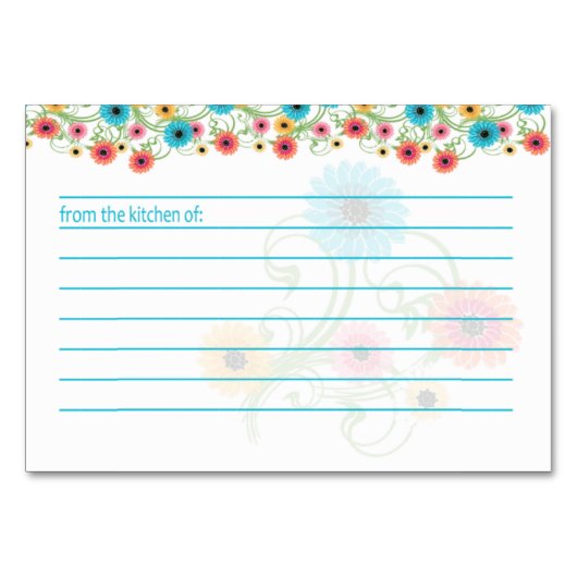 ガーデンティーフラワーカラフルズレシピカード テーブルナンバー (正面)