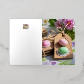 ガーデンテーブルのイースターエッグ 箔グリーティングカード (外側レイダウン)