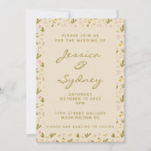 ガーデンテーマの春の花をフィーチャーしたボタニカルウェディング 招待状 (正面)