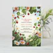 ガーデンテーマベビーガールレディーバグ1st誕生日 招待状 (スタンド正面)