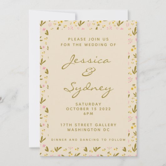 ガーデンテーマ春の花ボタニカル結婚ズ 招待状 (正面)