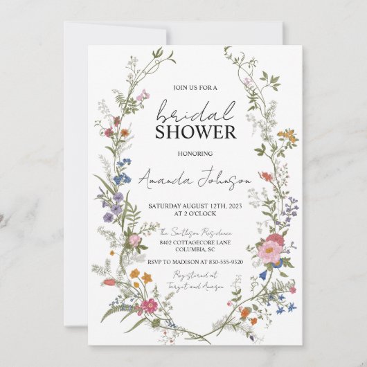ガーデンディティフローラワイルドフラワーブライダルシャワー 招待状 (正面)