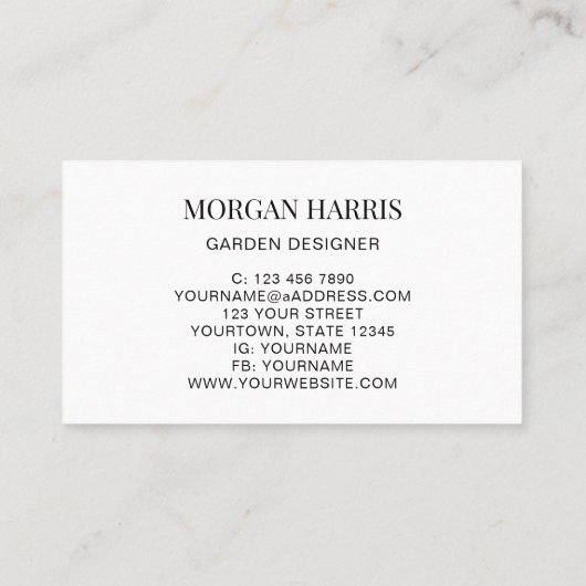 ガーデンデザイナーウォーターカラー緑 名刺 (裏面)