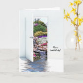 ガーデンドアと滝 カード (黄色い花)