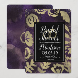 ガーデンドリーミーバラフェイク金ゴールドスプラッシュブライダルシャワー 招待状