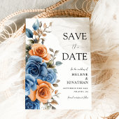 ガーデンネイビーブルーテラコッタラストエレガントウェディング セーブザデート