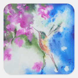 ガーデンハミングバードフローラ結婚式用シール スクエアシール