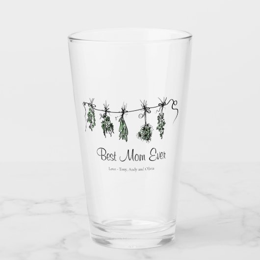 ガーデンハーブのセージのバジルタイムのディル最高のマママ今まで タンブラーグラス (正面)