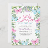 ガーデンバタフライオンザウェイガールベビーシャワー 招待状 (正面)