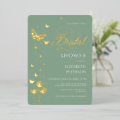 ガーデンバタフライワイルドフラワーセージブライダルシャワー 箔招待状 (立ち正面)