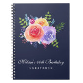ガーデンバラウォーターカラーフラワーズ誕生日ゲストブック ノートブック (正面)