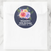 ガーデンバラウォーターカラーフラワーズ誕生日 ラウンドシール (バッグ)