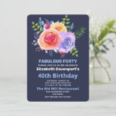 ガーデンバラウォーターカラーフラワーズ誕生日 招待状 (スタンド正面)