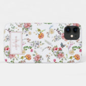 ガーデンバラピンクフローラウォーターカラーモノグラムのCas Case-Mate iPhoneケース (裏面(横))