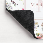 ガーデンバラピンクフローラ水彩モノグラムの マウスパッド (コーナー)