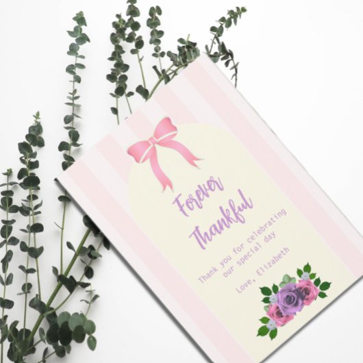 ガーデンバラピンクベビーシャワー サンキューカード
