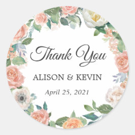 ガーデンバラフローラリース結婚式の引き出物サンキュー ラウンドシール