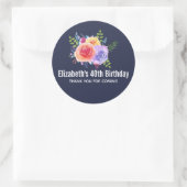ガーデンバラ水彩花誕生日ありがとう ラウンドシール (バッグ)