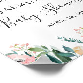 ガーデンバラ牡丹フローラベビーシャワーサイン ポスター (角)